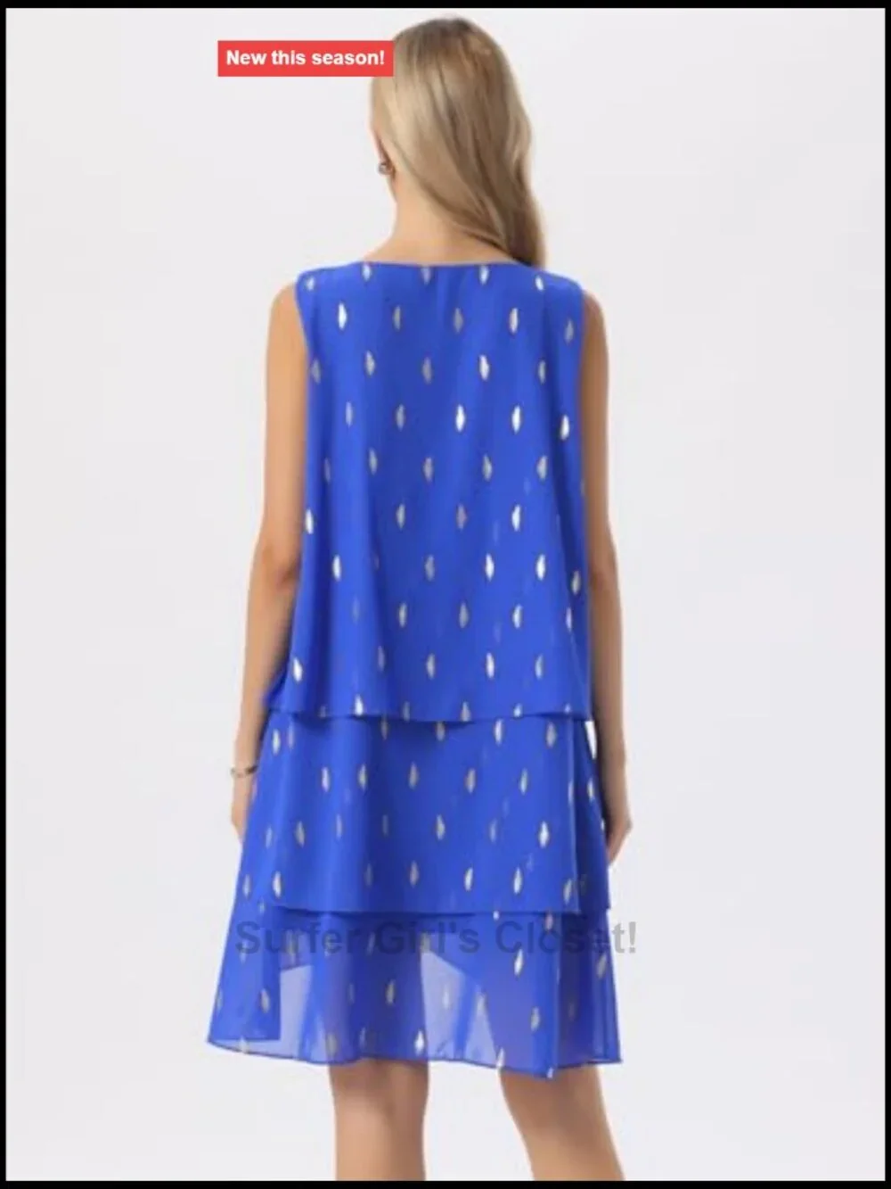 Sleeveless Chiffon Party Dress Foil Print Layered Wedding Guest